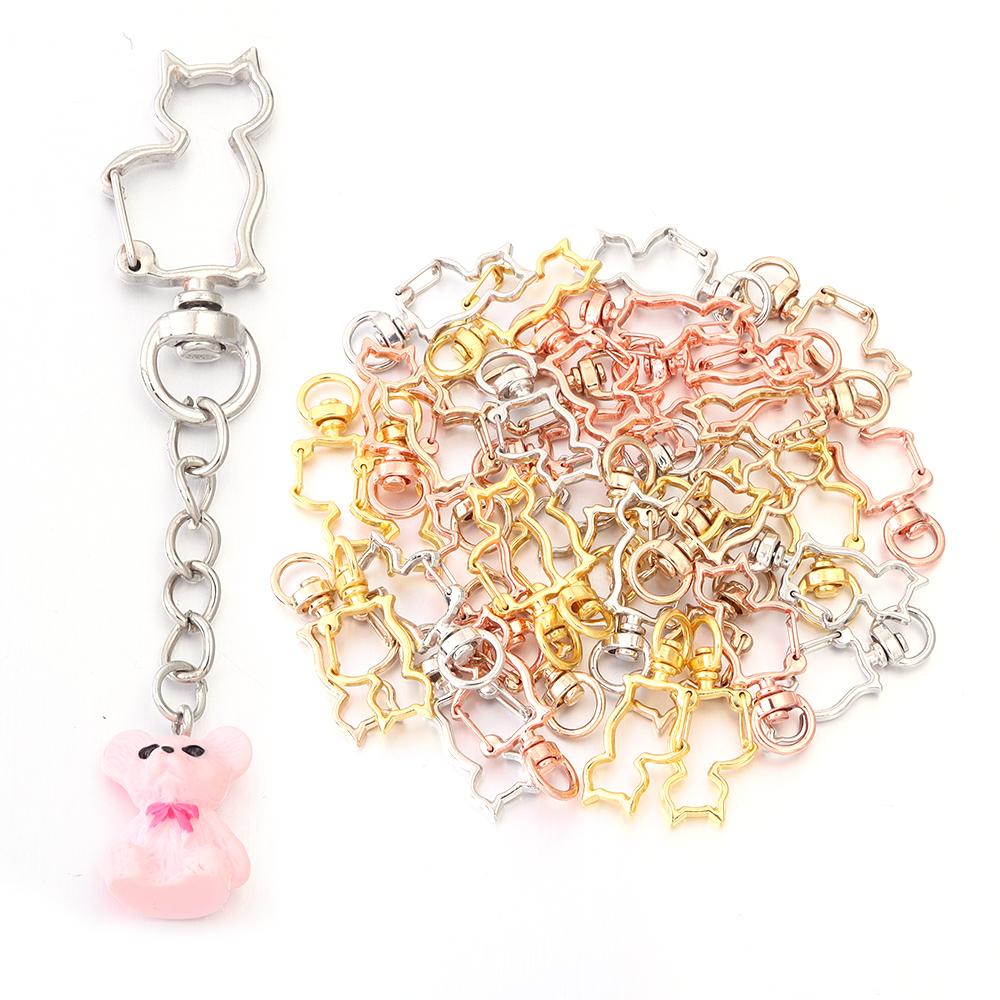 10Pcs/pack Lobster Clasps Hooks Star Blossom Heart Cat Moon Keychain Lobster for Charms Key Ring Clasp Jewelry Making Accessorie
