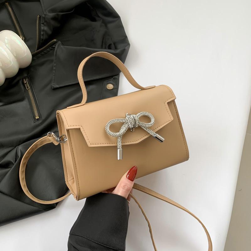 2024 Spring Casual Chic Small Square Bag Women Street Fashion Trendy Chain Shoulder Crossbody Bag хаки