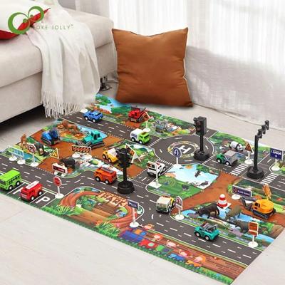 Tappetino da gioco per bambini, tappeto stradale per traffico cittadino, tappetino per parcheggio auto in città, mappa stradale, segnali stradali, tappetino da gioco per arrampicata per bambini
