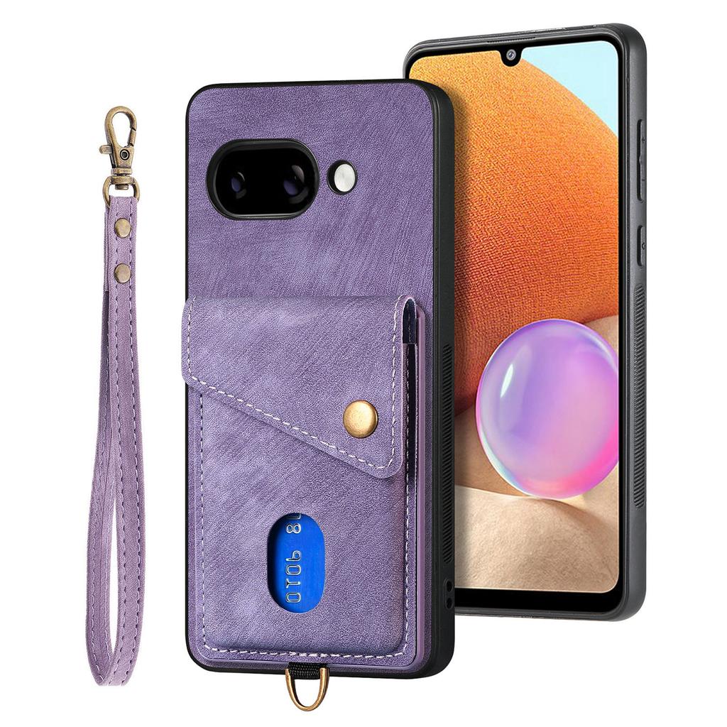 For Google Pixel 9a Case with Card Holder Kickstand Leather Phone Back Cover
