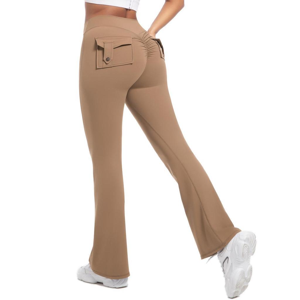 Damen High Waist Peach Cargo Leggings: Elastische, Hüfthebende, Schnelltrocknende Yogahose zum Laufen und für Fitness