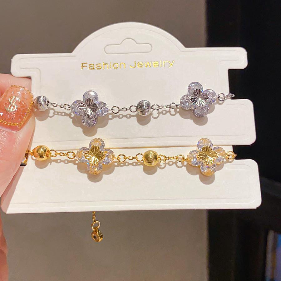 Fashion Jewelry Floral Zircon Stone Bracelet With Copper Material For Women
