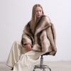 Cappotto da Donna in Eco Pelliccia di Volpe Collo Ampio Spesso Caldo Morbido Peluche Giacca Corta Larga Lusso Capo Invernale