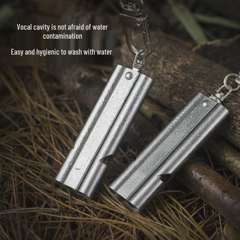 Stainless Steel Dual-Tube High-Frequency Outdoor Survival Whistle