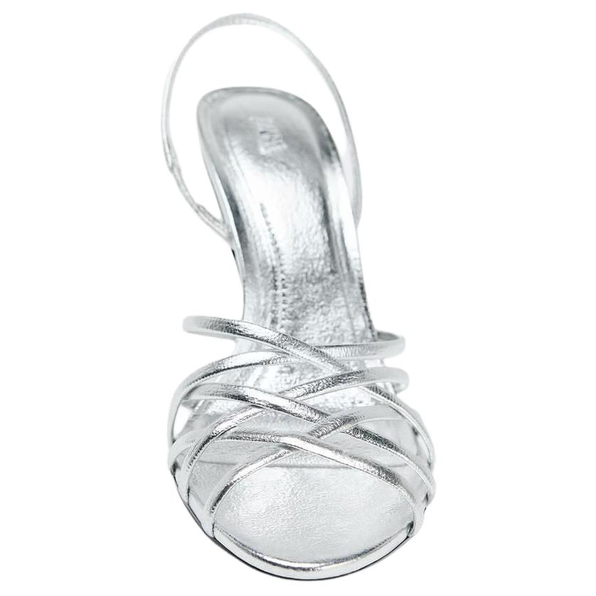 Zara Pu Fashionable Elegant One Strap Sandals Women Sandals Silver 3328610808