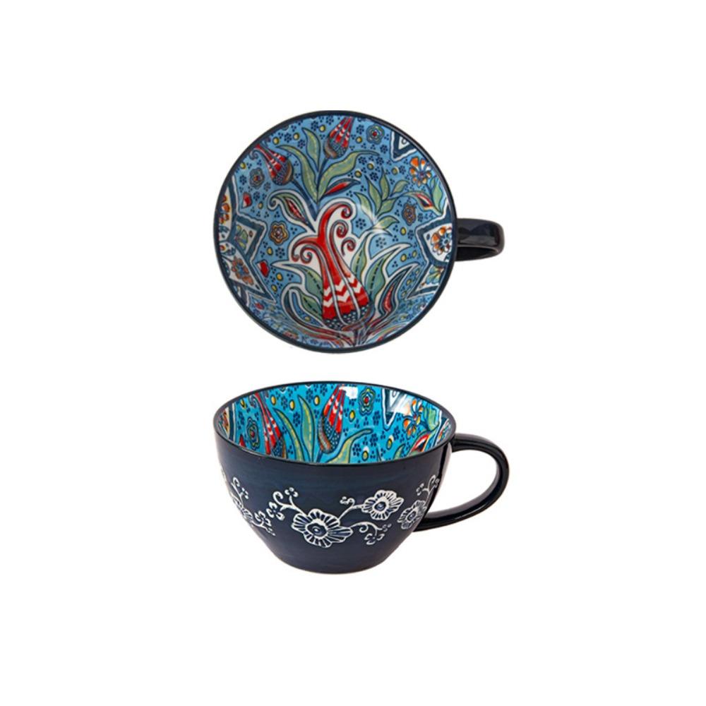 Ceramic Bohemian Breakfast Cup Retro Oatmeal Cup Multifunctional Coffee Mug  Friend Gift
