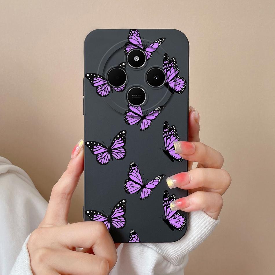 For Xiaomi POCO C75 Case Love Heart Butterfly Back Cover For POCO C 75 4G Phone Housing Soft High Quality Liquid Silicone Fundas