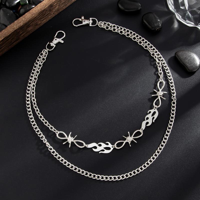 Hip Hop Multilayer Imitation Pearl Cross Charm Jeans Pants Chain Personalized Waist Chain Fashion Wallet Chain Belt Decor
