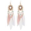 Bohemian Feather Earrings White Long Vintage Personality Tassel Women's Holiday Earrings