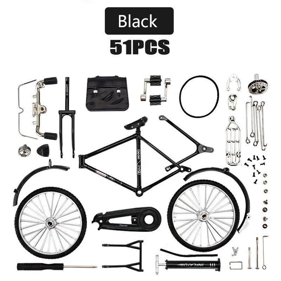 1PC DIY Metal Retro Bicycle Model Kit - Handcrafted Alloy Assembly for Desktop Display, Adults & Teens Hobbyists Collectible Mec