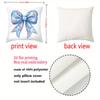 1 Pieces Blue Bow Floral Printed Pillowcase 2D Flat Polyester pillowcase, sofa decorative cushion cov Headboard Pillow