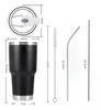 Gobelet 30 oz Double paroi Acier inoxydable Isolé sous vide Mug de voyage avec couvercle anti-éclaboussures Paille en métal et brosse