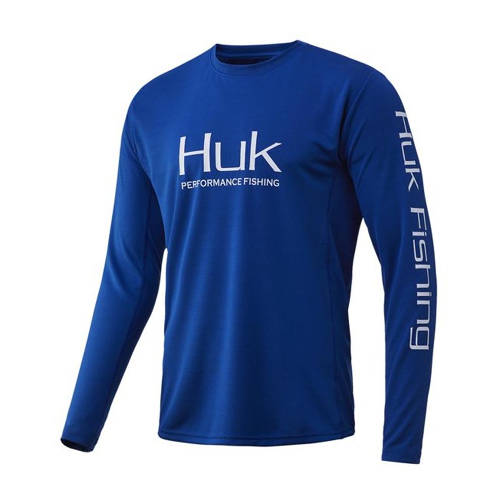 2024 UV-Resistant HUK Long Sleeve Crew Neck Fishing Suit Summer Outdoor Quick-Dry, Lightweight, Breathable, Sun Protection