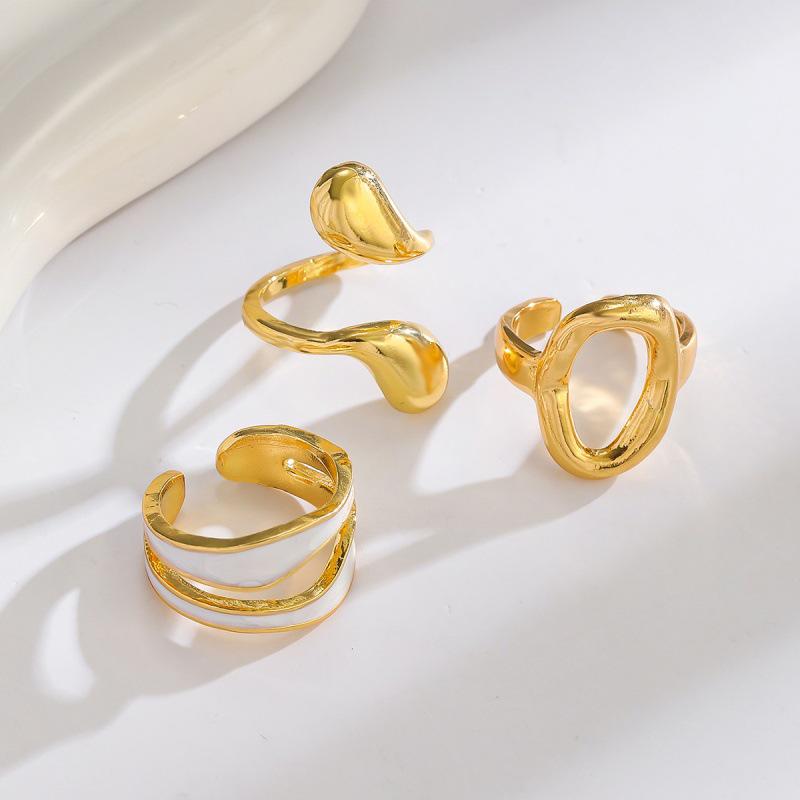 Geometric Open Hand Jewelry: High-End Irregular Stacking Index Ring