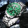 OLEVS Classic Big Face Men's Business Dress Watch Green Black White Blue Dial Luminous Quartz Stainless Steel Round Flywheel Multi-function