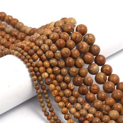 Holzmaserungsperlen, runder Stein, lose Distanzperlen für die Schmuckherstellung, 4/6/8/10/12 mm, DIY handgefertigte Charms-Armbänder
