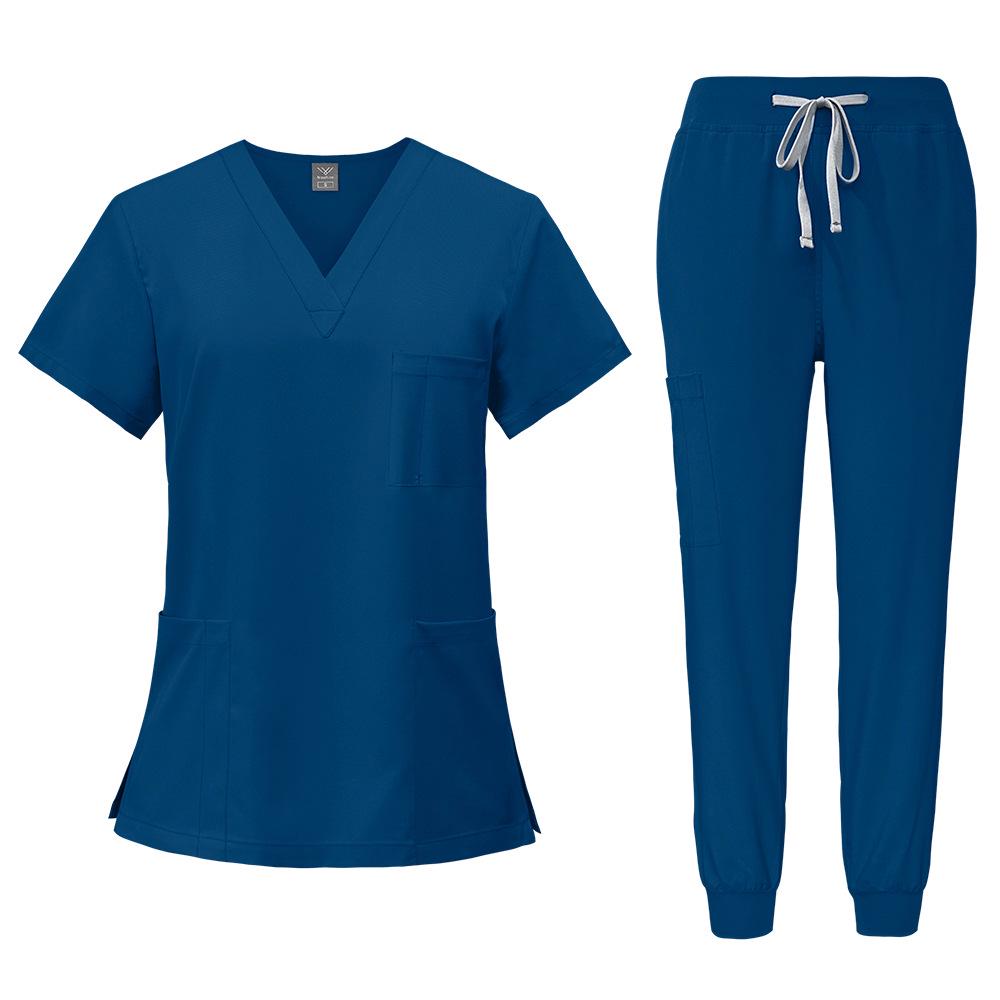 Unisex Beauty Salon Scrub Set: Short Sleeve, Stretch, ICU-Ready