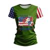 Blusa Feminina da Moda Casual de Manga Curta com Estampa e Gola Redonda