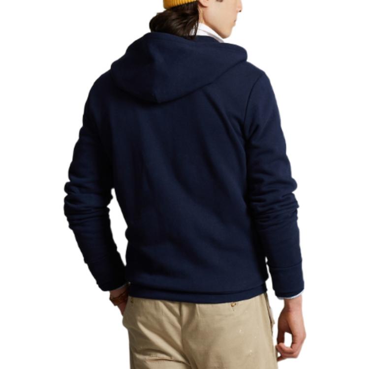 Polo Ralph Lauren FW22 Letter Print Zip-Up Hoodie Men Hoodies Navy-Blue MNPOKNI16822185-410
