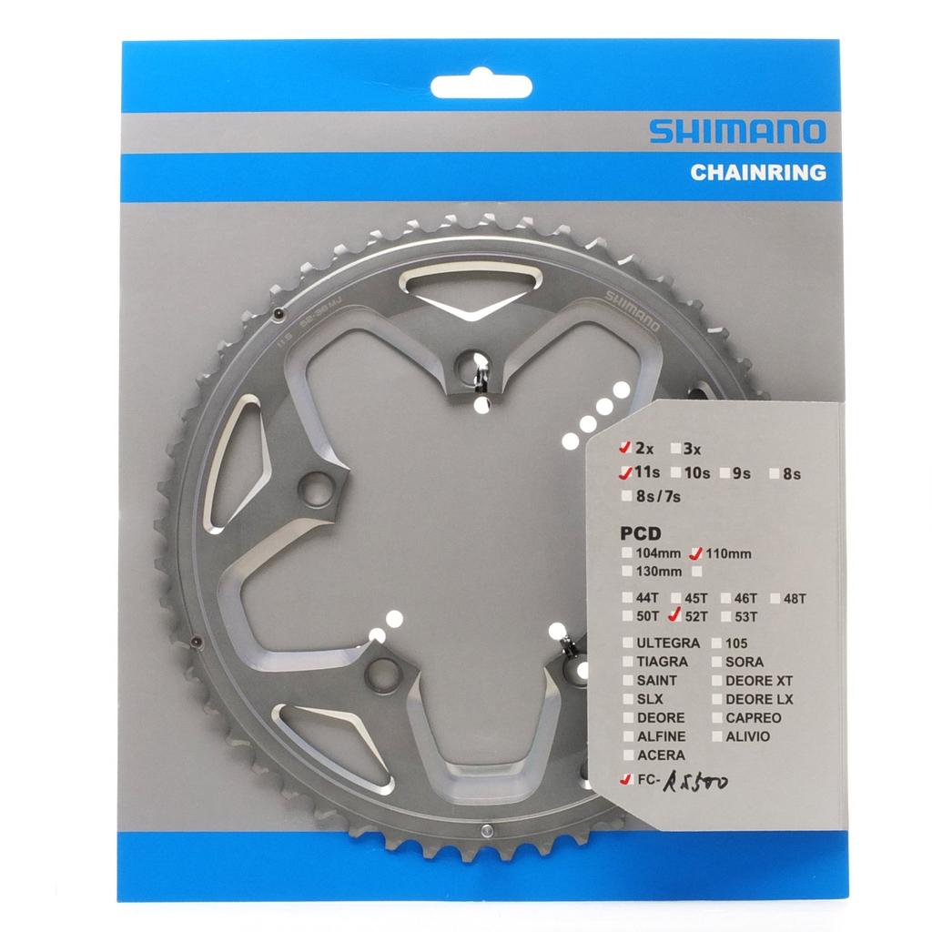 Shimano Repair Hooked Tooth Chainring Y1PR98050 Parts 52T-MJ (for 52-36T) (Silver) FC-RS500