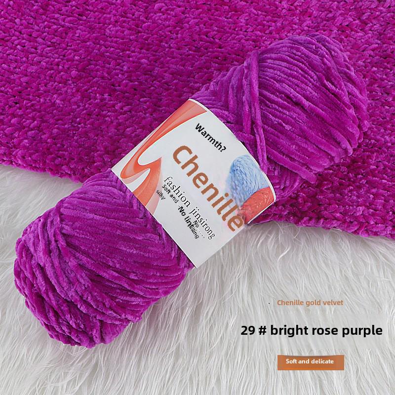 Chenille Gold Velvet Knit Scarf, Hat, Crochet Slippers, Doll Wool DIY Knitting Kit