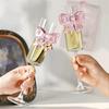 2 Stück 3D Schleife Champagnergläser Ultra Dünnes Kelchglas Kreatives Rosa Schleife Champagnerglas Geschenk