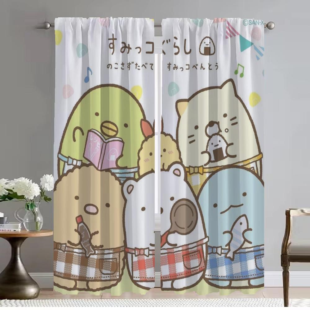 Blackout Curtains 2 Pieces Sumikko Gurashi Halloween Decoration Shades Home Interior Curtains for Living Room Tulle for Bedroom
