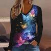 Plus size European and American Fashion 2025 Women's Elegant V-neck Long Sleeve T-shirt