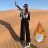 Elastic Waist Cashmere Wide-leg Pants for Women In Winter Plus Baby Velvet Plus Velvet Casual Pants for Women In Autumn and Winter