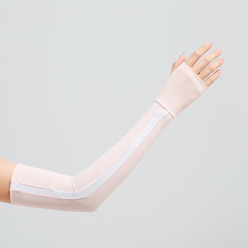 Sonnenschutz Eisärmel Damen Sommer UV-Schutz Eisseide Kühl Farbblockiert Outdoor Radfahren Armschutz Sonnenhandschuhe