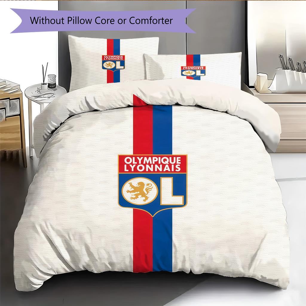 Olympique Lyonnais Pattern Bedding Quilt Set Home Decoration Gift (1 * duvet cover + 2 * pillowcase without core)