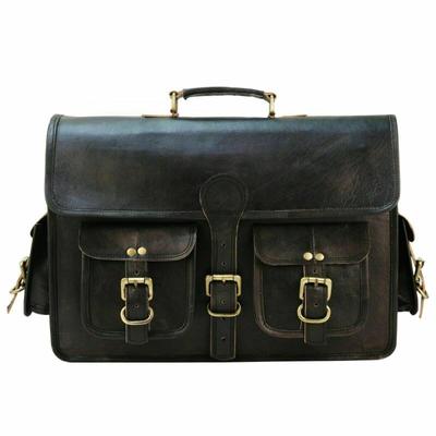 Laptop Bag Men's Messenger Bag Briefcase Black Leather Handmade Shoulder Handbag