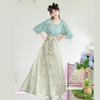 Chinese Tang Dynasty Style Hanfu Printed Tang Robe Top Waist Skirt Modified Daily Suit For Women