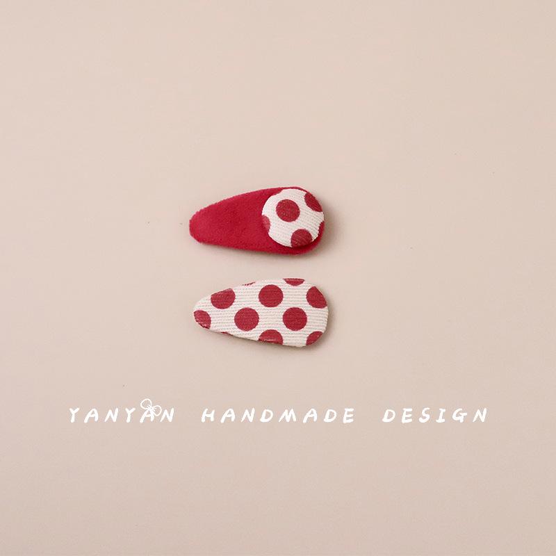 Korean Red Polka Dot Bow Hair Clip for Girls Set