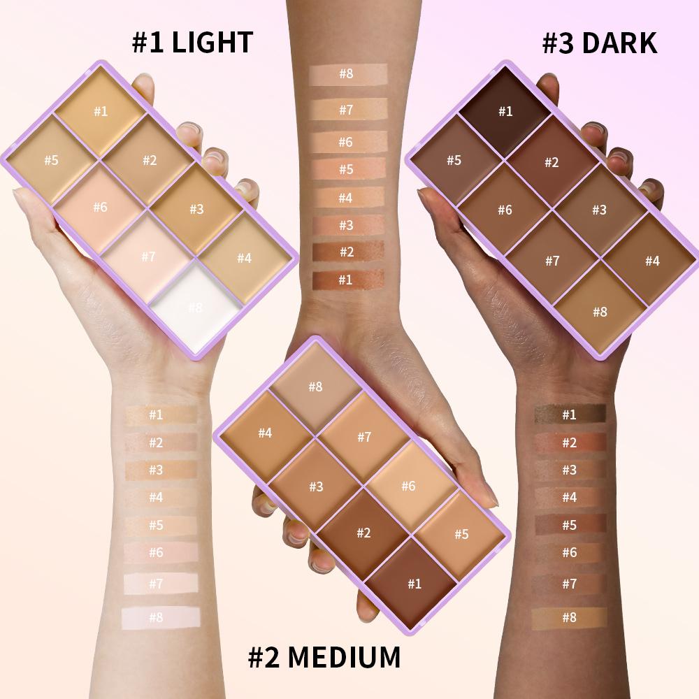 Concealer Palette Waterproof Long-lasting Foundation Matte Moisturizing Lightweight Breathable Look Multi-shade Concealer Disk