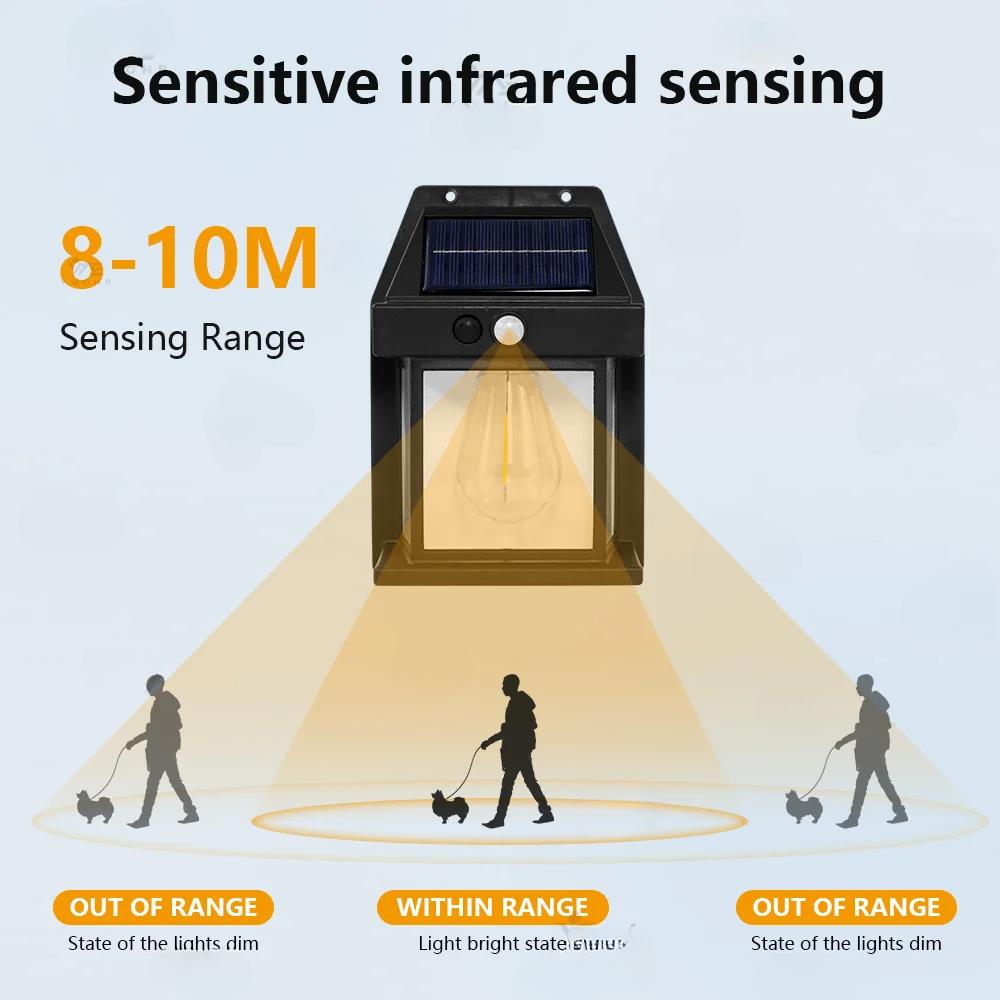 2000LM Solar Outdoor Lights Smart Sensor Wall Lamp Balcony Garden Decoration Outdoor Mood Light Solar Night Decorative Lamp