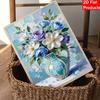 DIY Frameless Pearl Painting Kit Blue Vase Flowers 3D Shiny Bead Art Canvas Relaxing Creative Craft for Home Wall Decor Gift