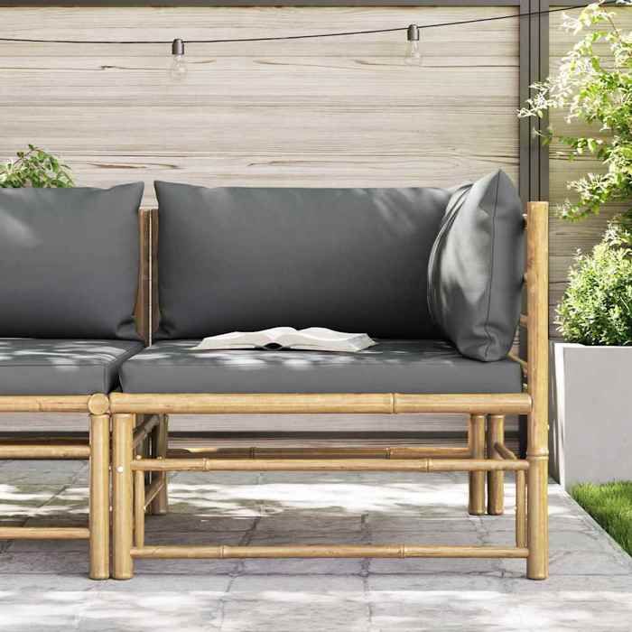 Maison Exclusive - Canapé d'angle de jardin avec coussins gris foncé Bambou