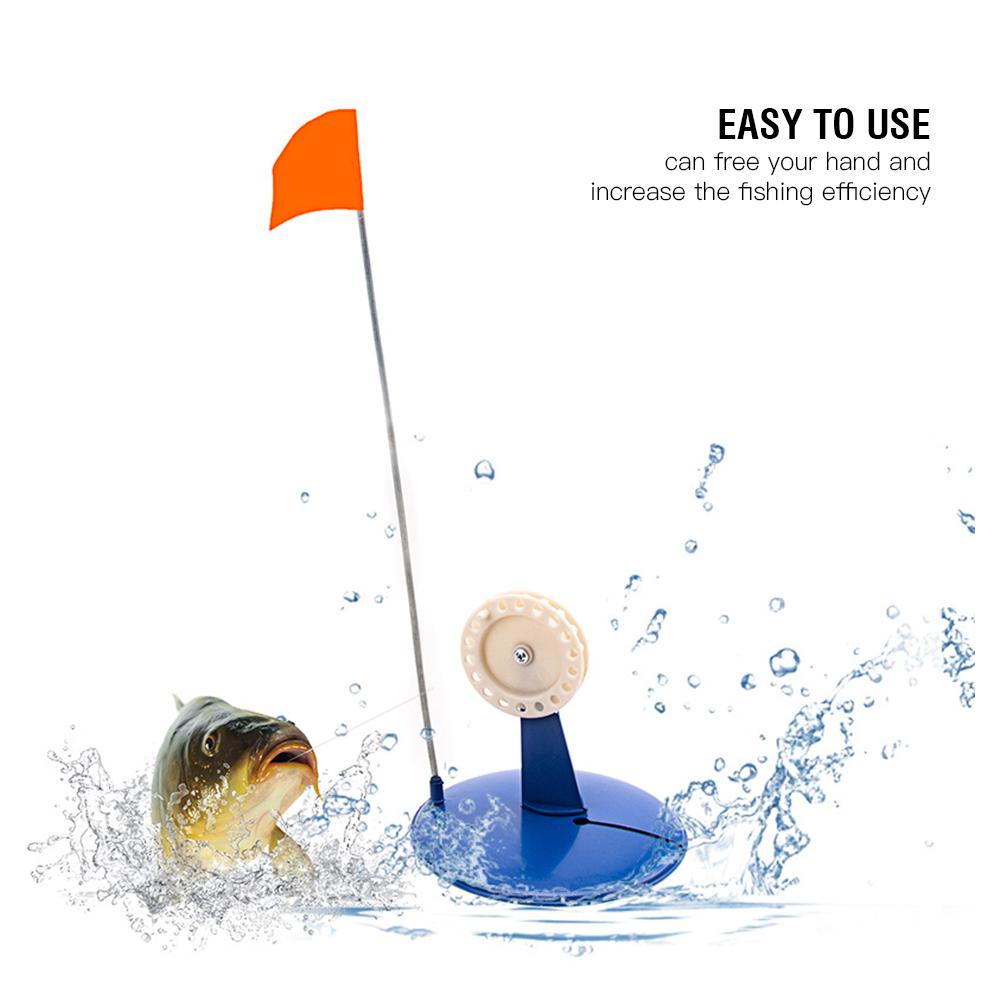 Ice Fishing Rod Tip up Compact Metal Pole Orange Flag Angler Tackle Accessory