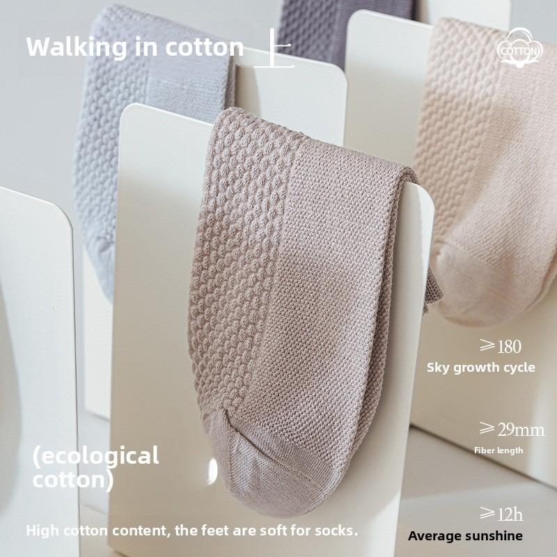 5 Pairs of Men's Summer Thin Cotton Mesh Breathable and Deodorant Wicking Short Earlift Socks