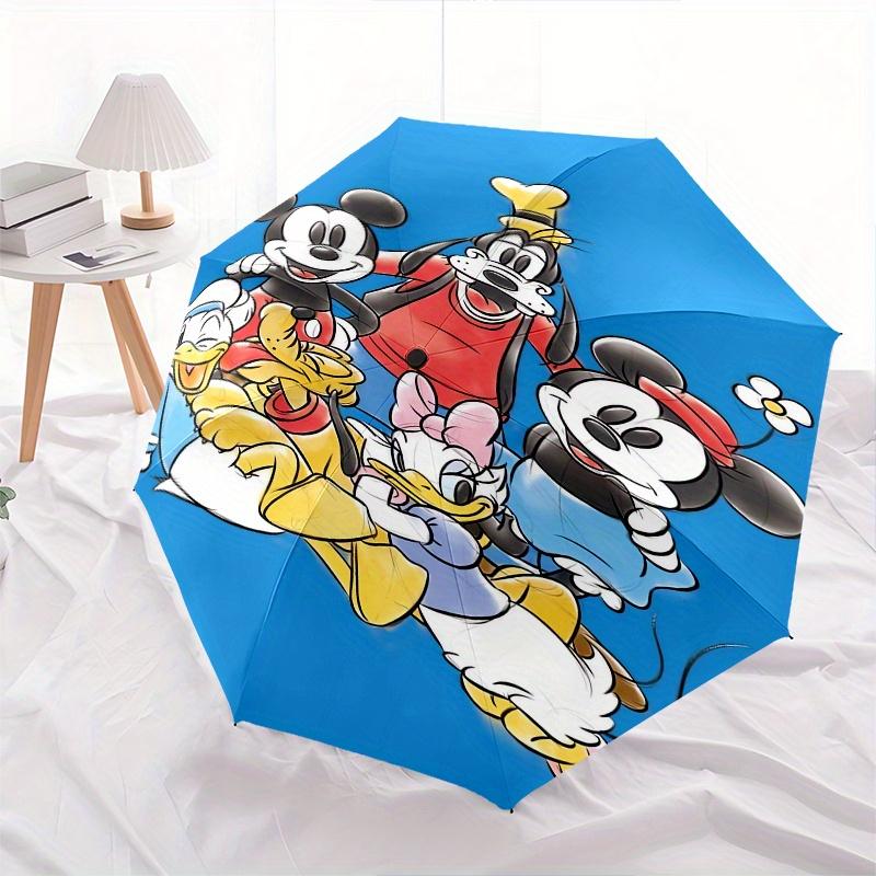 Mickey Mouse,Disney Themed Automatic Opening and Closing Folding Umbrella, Reinforced 8 Ribs, Compact Travel Design, Fashionable Folding Umb