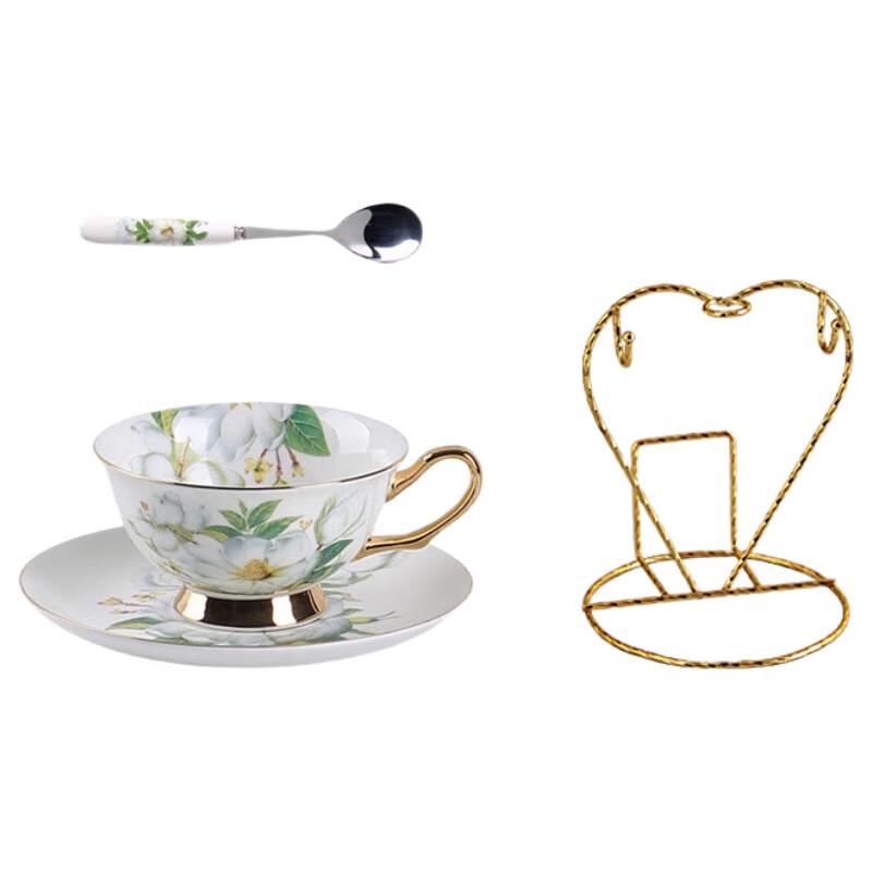 Xiaoyueya Camellia Ceramic Coffee Cup and Saucer Set