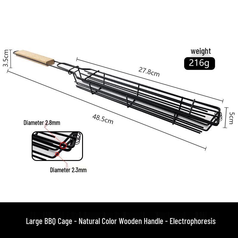

Folding Wooden Handle Grill Basket - Ideal for Hot Dogs, Sausages, and Vegetables