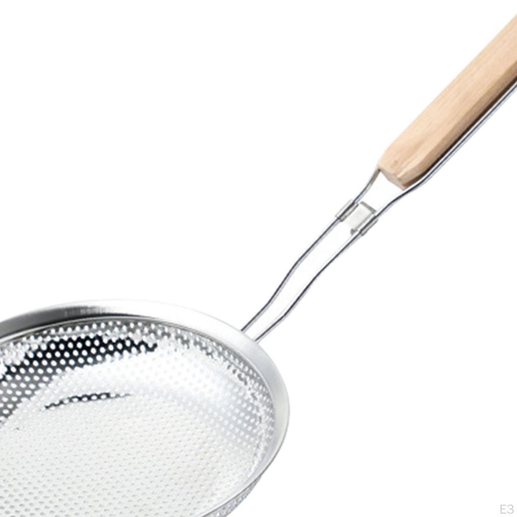 Convenient Skimmer Spoon with Wooden Grip for Cooking Tasks