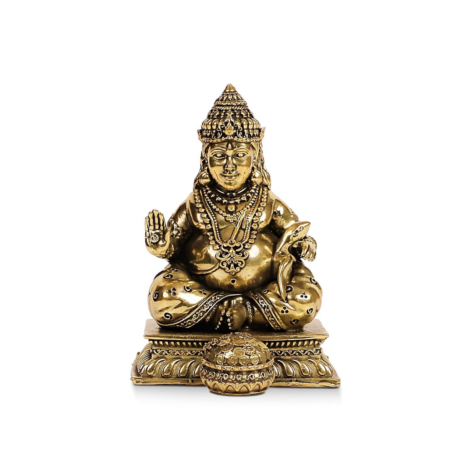 3 Brass Kuber Idol for Home & Office Lord Kuberan Statue for Wealth and Prosperity Handmade Brass Kuber Ji Murti