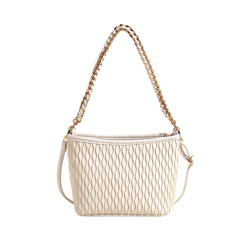 Monochromatic pleated women's bags simple versatile shoulder bags PU leather women's square crossbody bags with shoulder strap  new