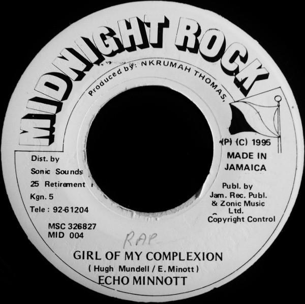 

7inch Record ECHO MINOTT - Girl Of My Complexion NONE Midnight Rock 1995 Jamaica Reggae, Ska & Dub Used