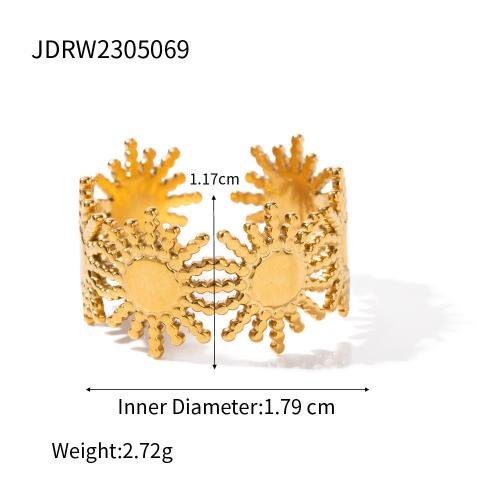 Youthway Edelstahl Blume Verstellbare Öffnungsringe Gold PVD Beschichtet Wasserdichter Fingerschmuck für Frauen Hochzeitsgeschenk