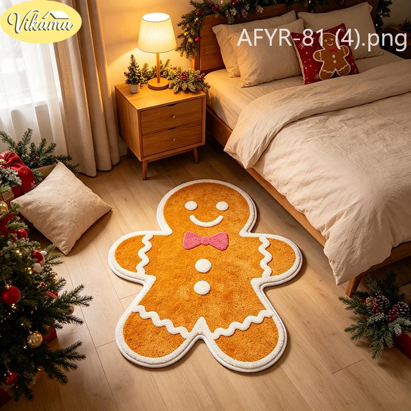 Christmas Pink Tree Ornament Shaped Rug Soft Plush Non Slip Floor Mat for Girls Bedroom Nursery Holiday Home Decor