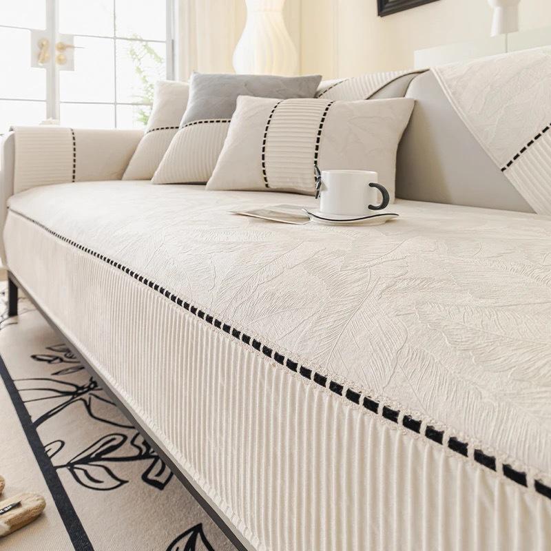 Light Luxury High-End Sofa Cushion Chenier New Four-Season Universal Fixed Non-Slip Sofa Seat Cushion Leather Sofa